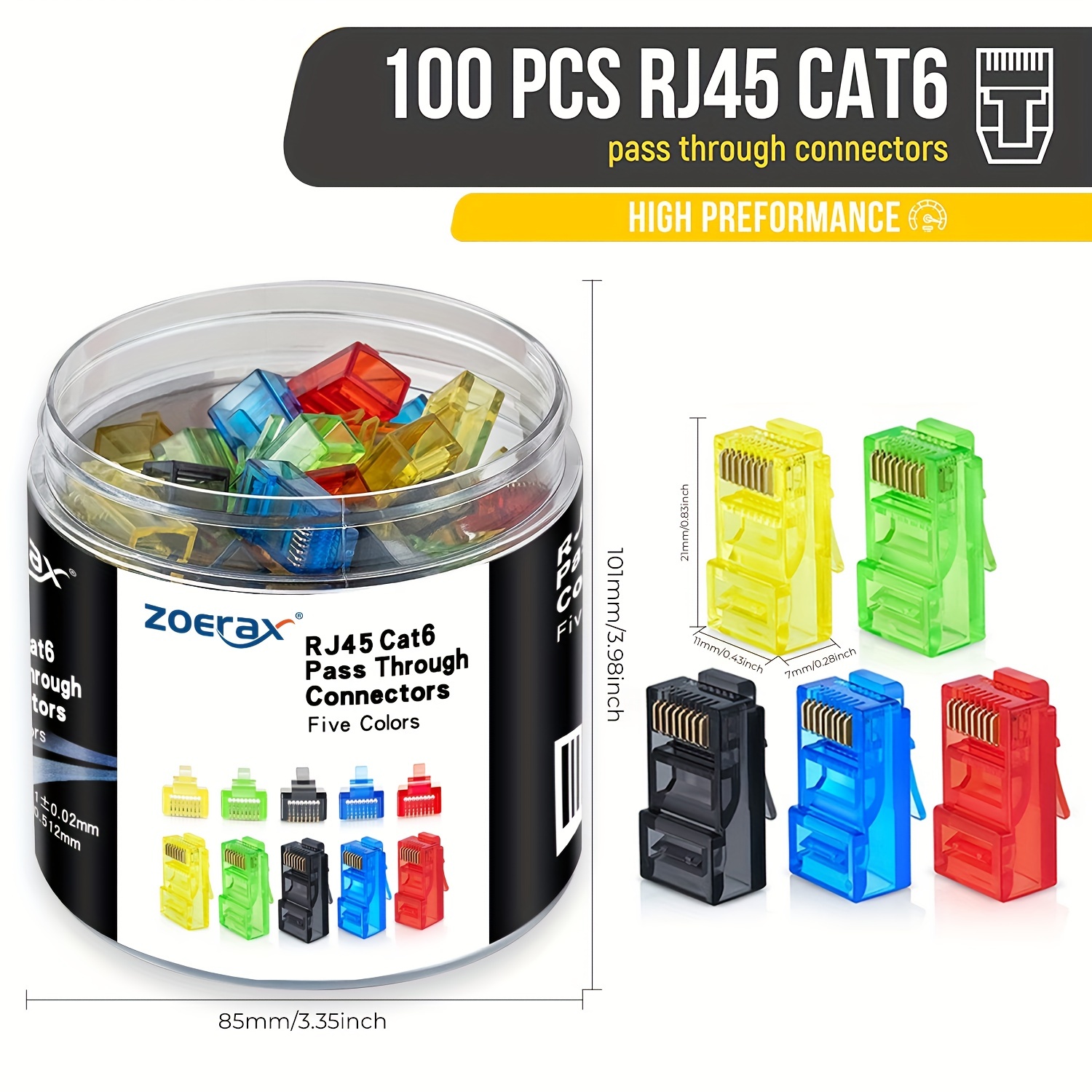 Rj45 Jack - ZoeRax 100 conectores RJ45 Cat6 de