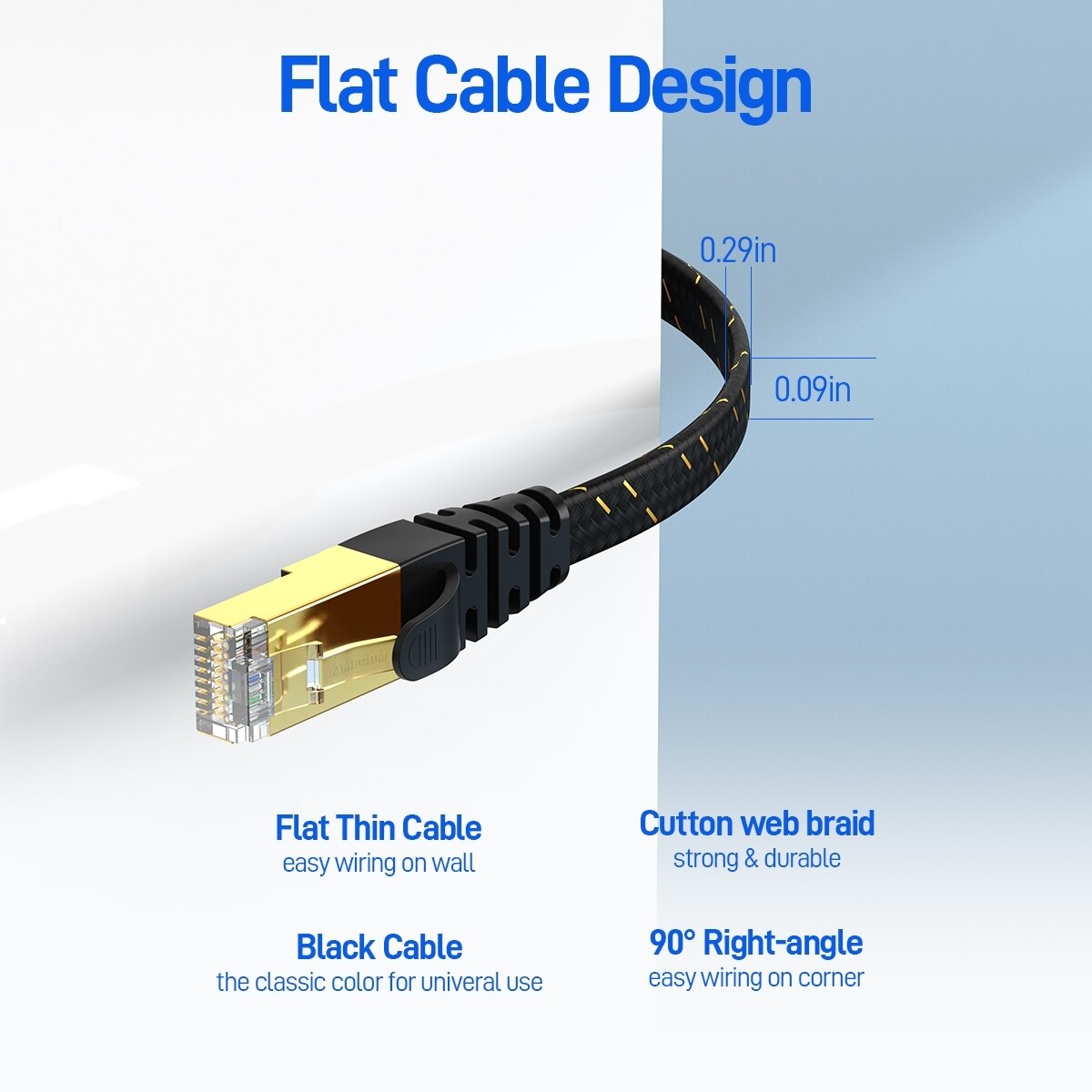 AMPCOM CAT7 Cable Ethernet Lan - Rj45 Jack reseña y precio